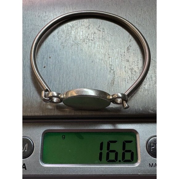 Estate Sterling Silver 925 Monogram able Oval Bangle Bracelet 6” 16.6g - Picture 8 of 8